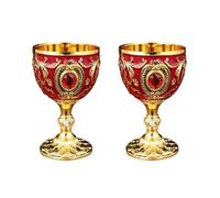 CHAKAE 2Pcs 30ml Wine Glasses Vintage Medieval Goblet Drinking Glass Drinking Cup Communions Party Household Dining Gift Drink Cup Metal Wine Glass Decoration