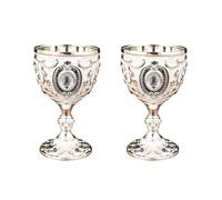 CHAKAE 2Pcs 30ml Wine Glasses Vintage Medieval Goblet Drinking Glass Drinking Cup Communions Party Household Dining Gift Drink Cup Metal Wine Glass Decoration