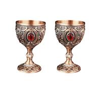 CHAKAE 2Pcs 30ml Wine Glasses Vintage Medieval Goblet Drinking Glass Drinking Cup Communions Party Household Dining Gift Drink Cup Metal Wine Glass Decoration