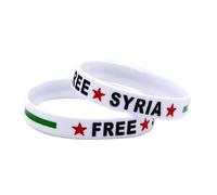 CHAKAE 2pcs Syria Silicone Wristbands Syrian Flags Rubber Bracelets Accessory For Men And Women Supporting Peace International Affairs Jewelry