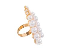 CHAKAE Adjustable Pearls Knuckles Rings Gold Tone Hollow Flower/Sea Star/Feathered Rings Finger Jewelry For Women Girls Trendy Personality