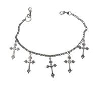 CHAKAE Big Cross Pendant Pant Chain Single Layer Keychain Waist Key Chain Wallet Jeans Hip-hop Pants Belt for Men Women Jewelry