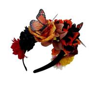 CHAKAE Butterfly Flower Headband For Day Of The Dead Adult Teens Mexico Festival Accessories Hairhoop For Carnivals Gathering Halloween Costume Accessory