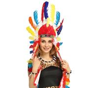 CHAKAE Carnivals Party Accessories Headband For MardiGras Holiday Props Feathered Headband Adult RolePlay Indian Hairband Feathered Tribal Headwear