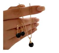 CHAKAE Dainty Pearls Pendant Necklace And Matching Earrings Set Handmade Accessories Bridal Party Or Anniversary Lightweight Alloy Pearls Jewelry Set