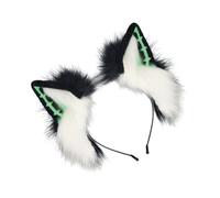 CHAKAE Dark Series 2000s Theme Wolf Ear Headpiece Soft Plush Hairhoop For Roleplay Event Music Festival Hair Band For Women Girl Fashion Hair Ornament