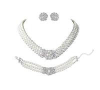 CHAKAE Delicate Victorian Styles Jewelry Set With Simulated Pearls Necklace Earrings And For A Sophisticated Look Multi Layered Pearls Set