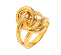 CHAKAE Elegant Double Layer Knot Rings 18K Gold Plated Sturdy Stainless Steel Comfortable Wear Jewelry Statement Pieces Trendy Women Jewelry