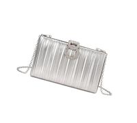 CHAKAE Elegant Metallic Pleated Evening Bag With Sparkling Rhinestones Clasp For Women Evening Party Handbag Stylish Pleated Metallic Shoulder Bag