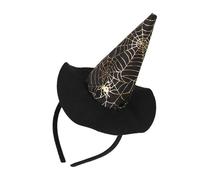 CHAKAE Halloween Witch Caps Headband For Adult Spiderweb Wizard Hat Hairband Roleplay Pointed Hat Hairhoop For Party Gathering Cosplay Witch Headwear