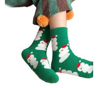 CHAKAE Holiday Themed Coral Fleece Floor Socks For Home Wear Unisex Christmas Cartoon Pattern Fuzzy Slipper Socks Hosiery Fashionable Christmas Hosiery