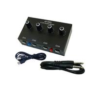CHAKAE Low Noise 4 Channel Line Mixer For Sub Mixing 4 Stereo Channel Sound Mixer Adapter For Microphones Guitar Keyboards Stage