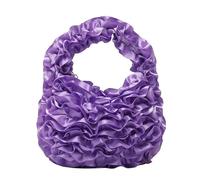 CHAKAE Luxury Crinkle Texture Lace Ruffed Handbag Various Carrying Option Lightweight Top Handle Bag For Women And Girls Polyester Handbag