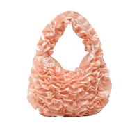 CHAKAE Luxury Crinkle Texture Lace Ruffed Handbag Various Carrying Option Lightweight Top Handle Bag For Women And Girls Polyester Handbag