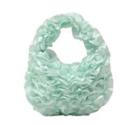 CHAKAE Luxury Crinkle Texture Lace Ruffed Handbag Various Carrying Option Lightweight Top Handle Bag For Women And Girls Polyester Handbag