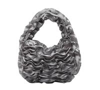 CHAKAE Luxury Crinkle Texture Lace Ruffed Handbag Various Carrying Option Lightweight Top Handle Bag For Women And Girls Polyester Handbag