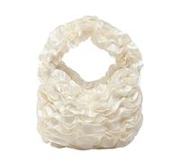 CHAKAE Luxury Crinkle Texture Lace Ruffed Handbag Various Carrying Option Lightweight Top Handle Bag For Women And Girls Polyester Handbag