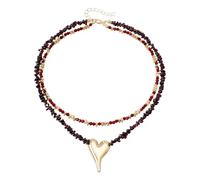 CHAKAE Natural Stones Statement Necklace Adjustable Length Neckchain Lightweight Alloy Jewelry For Women Fashion Accessories Lightweight Jewelry