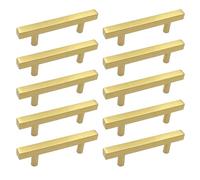 CHAKAE Pack of 10 Gold Cabinet Handle Brushed Brass Drawer Pulls Square Rod Designs Decorative Handle for Kitchen & Dresser Furniture Manufacturer Handles