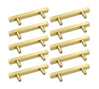 CHAKAE Pack of 10 Gold Cabinet Handle Brushed Brass Drawer Pulls Square Rod Designs Decorative Handle for Kitchen & Dresser Furniture Manufacturer Handles