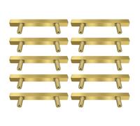 CHAKAE Pack of 10 Gold Cabinet Handle Brushed Brass Drawer Pulls Square Rod Designs Decorative Handle for Kitchen & Dresser Furniture Manufacturer Handles