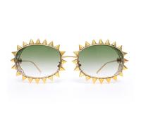 CHAKAE Popular Metal Studded Oval Frame Sun Glasses For Youth Fashion Enthusiasts Eyeglasses For Various Occasion And Outift Fashion Party Eyewears