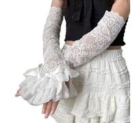 CHAKAE Punk Fingerless Gloves Lace Wrist Gloves Bride Wrist Warmer Gloves for Halloween Masquerades Proms Gloves