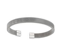 CHAKAE Sleek Stainless Steel C Shaped Bracelet with Breathable Mesh Design Trendy Unisex C Shaped Bangle Jewelry for Adults Modern Stainless Steel Bangle for Daily Wear
