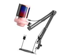 CHAKAE Streaming USB Mic Gaming Microphone For Gamers With LED Colorful Lighting Clear Pickup 360 Degree Adjustable Boom Arm Adjustable Arm Stand