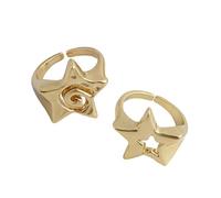 CHAKAE Stylish Hollowed Star Rings Modern Star Elegant Finger Open For Daily Wear Parties Punk Hip Hop Jewelry