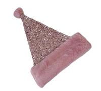 CHAKAE Warm Santa Hats Blingbling Champagne Sequins Thicken Plush For Holiday Christmas New Year Symbol Caps With Furry Brim Christmas Sequins Hat Adults Kids Women Bulk