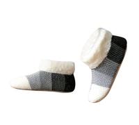 CHAKAE Winter Thermal Fleece Lined Floor Socks For Men And Women Thick Warm Knitted Antislip Bottom Ankle Slipper Grips Socks Indoor Slipper