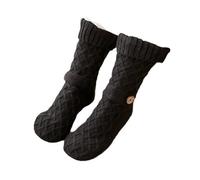 CHAKAE Women Men Winter Warm Nonslip Slipper Socks Thermal Fleece Lined Christmas Knitted Floor Socks With Grippers And Button Warm Thermal