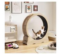 CHAKEUZND Indoor Cat Treadmill, Wooden Cat Exercise Wheel With Detachable Carpet And Teaser Multicolor Multiple Sizes(Natural,L)