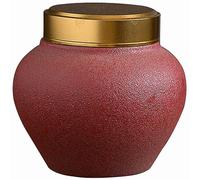 CHAKEUZND Pet Coffin， Handcrafted Ceramic Cremation Urn Holds 10 Cubic Inches For Humans And Pets Multicolor(Red)