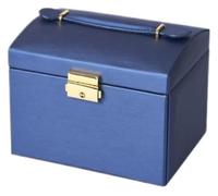CHAKEUZND Travel Jewellery, Lockable Jewelry Box With Mirror Portable Double Layer Leather Multicolor Size A(Blue)