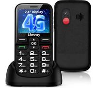 CHAKEYAKE 4G Senior Mobile Phone Unlocked with Talking Keypad & 2.4" Large HD Display, Big Button Phone for Elderly, Dual SIM, Loud Speaker, SOS Emergency Button, Charging Dock, Black