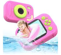 CHAKEYAKE Kids Camera Waterproof, 1080P Toddler Digital Underwater Camera with 2.4” Screen, 32GB SD Card,10M/32.8FT Childrens Action Toy camera, Bithday Gifts for Girls Boys Aged 3-12 Years Old (Pink)