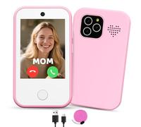 CHAKEYAKE Kids Smart Phone, 4G Unlocked Kids Cell Phone with 2.8" HD Touchscreen, Toddler Phone with Dual Cameras, MP3 Player, Torch, Learning Games, Birthday Gift for Girls Aged 3-12, Pink