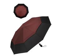 Chakipee Compact Travel Umbrella Windproof Strong- Automatic Folding Umbrellas for Wind and Rain, Double Vented Canopy 210T Fabric 102cm Span - 9 Ribs Portable Umbrella for Men and Women Red