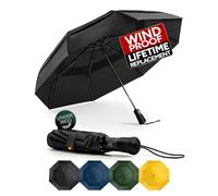 Chakipee Compact Travel Umbrella Windproof Strong- Automatic Folding Umbrellas for Wind and Rain, Double Vented Canopy 210T Fabric 106cm Span - 8 Ribs Portable Umbrella for Men and Women Black