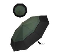 Chakipee Compact Travel Umbrella Windproof Strong- Automatic Folding Umbrellas for Wind and Rain, Double Vented Canopy 210T Fabric 102cm Span - 9 Ribs Portable Umbrella for Men and Women Green