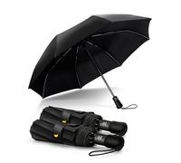 Chakipee Compact Travel Umbrella Windproof Strong- Automatic Folding Umbrellas for Wind and Rain, Portable 210T Fabric 106cm Span - 8 Ribs Portable Umbrella for Men and Women Black 2 Pack
