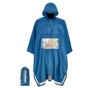 Chakipee Rain Waterproof Poncho Adult Reusable Rain Cape Lightweight with Transparent Pocket, Packable Poncho Multi-Purpose for Travel, Hiking, Camping, Festival Blue