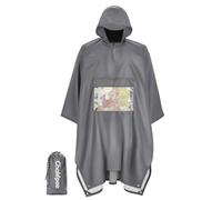 Chakipee Rain Waterproof Poncho Adult Reusable Rain Cape Lightweight with Transparent Pocket, Packable Poncho Multi-Purpose for Travel, Hiking, Camping, Festival Grey