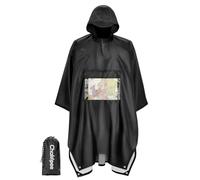 Chakipee Rain Waterproof Poncho Adult Reusable Rain Cape Lightweight with Transparent Pocket, Packable Poncho Multi-Purpose for Travel, Hiking, Camping, Festival Black