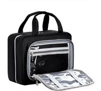 Chakipee Travel Hanging Toiletry Bag for Women - Foldable Toiletries Waterproof Organizer with Clear Window, Lightweight Wash Bags for Essentials, Makeup, Shampoo, Black,Large
