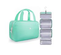 Chakipee Travel Hanging Toiletry Bag for Women - Foldable Toiletries Waterproof Organizer with Clear Window, Lightweight Wash Bags for Essentials, Makeup, Shampoo， Green, Medium