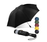 Chakipee Umbrella Windproof Strong Compact Automatic Umbrellas - Black Umbrella for Men and Women, Portable Folding Umbrella for Travel with Reflective Stripes - Fits Car & Backpack for Wind and Rain