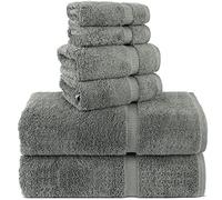 Chakir Turkish Linens 100% Cotton Premium Turkish Towels for Bathroom | 2 Bath Towels - 2 Hand Towels, 2 Washcloths (6-Piece Towel Set, Gray)